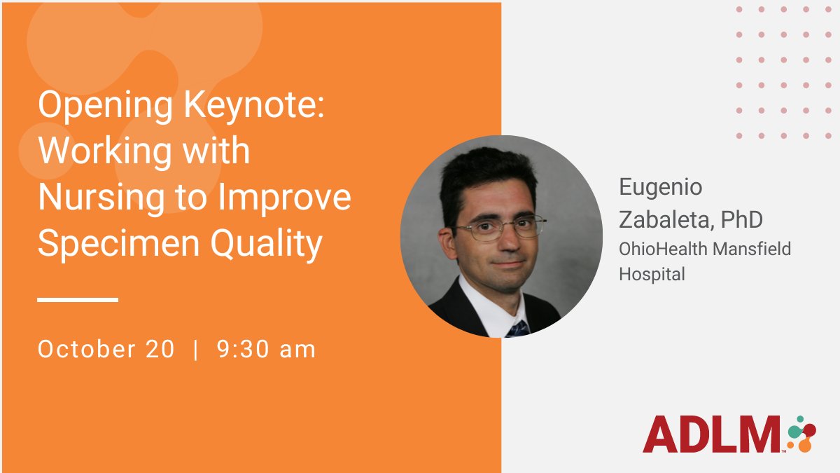 Join Dr. Eugenio Zabaleta to learn about how to successfully create teamwork among laboratory and nursing staff for better outcomes at the Oct 20-21 conference, Implementing Preanalytical Tools That Improve Patient Care. ow.ly/8XAV50PE37P