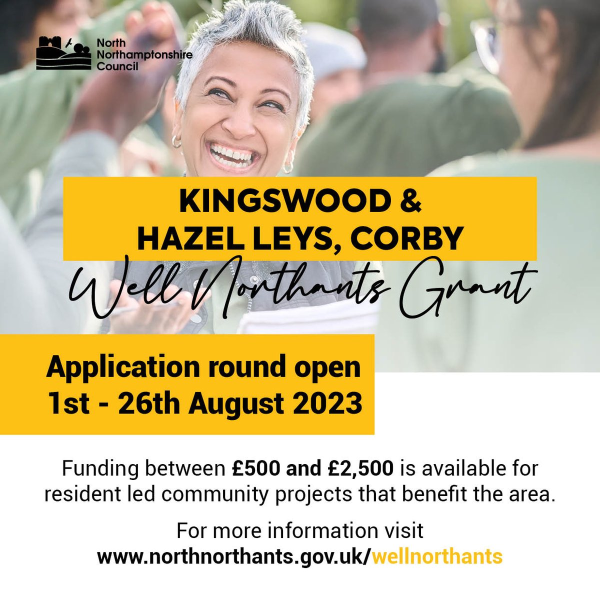 Are you living in Kingswood & Hazel Leys, Corby and have a great idea that would benefit your community? We could fund it! Find out more at bit.ly/3YD1pQ7 or email wellnorthantsnorth@northnorthants.gov.uk We look forward to hearing from you