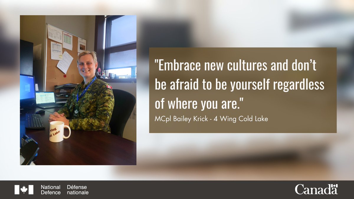 CanadianForces's tweet image. MCpl Bailey Krick, a proud transgender #CAF member, shares her military experience while serving as a Human Resources Administrator during her deployment to Poland as part of #OpUNIFIER. 
Read about her journey 👉 canada.ca/en/department-… #PSPW2023
