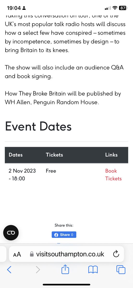 ⁦@mrjamesob⁩ Free or £25 tickets? Start time 6pm. 7pm, 8pm? Could you check out visitsouthampton.co.uk/events/james-o…