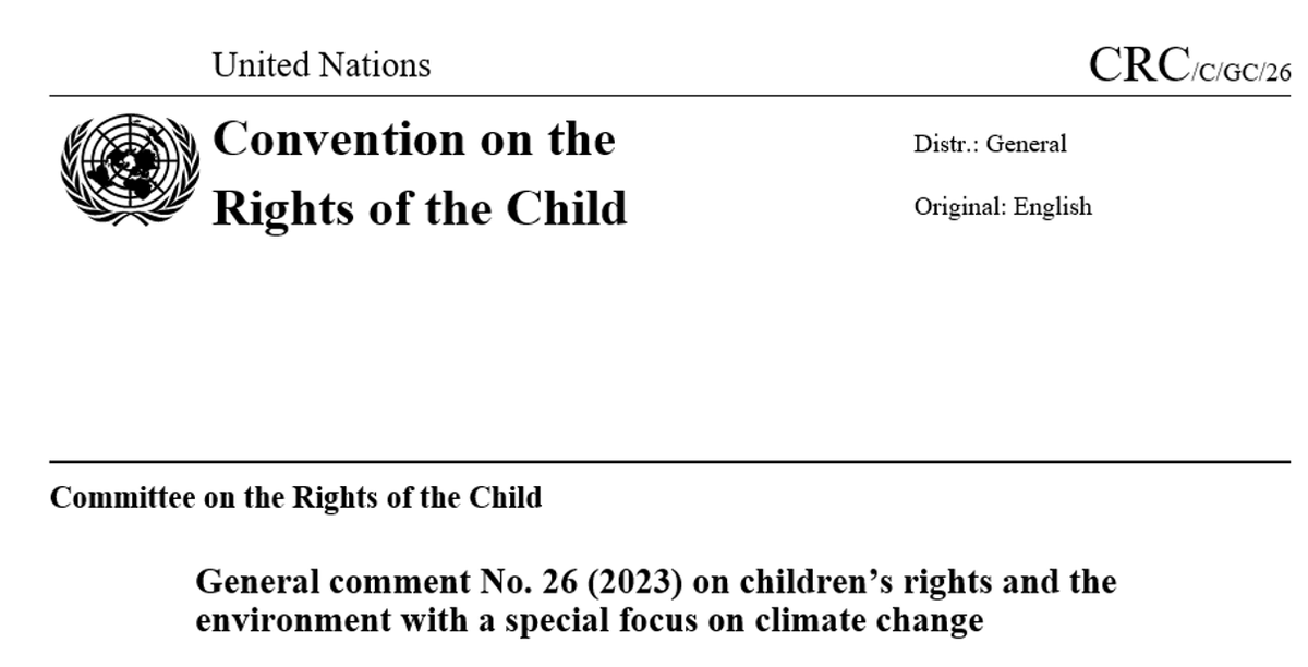 UNChildRights1's tweet photo. ALERT The UN Committee on the Rights of the Child's #UNCRC new General Comment 26 on children's rights and the environment with a special focus on climate change is just a few days away from publication... The long wait is well worth it, so stay tuned! #childrensrights (@lexpsy)