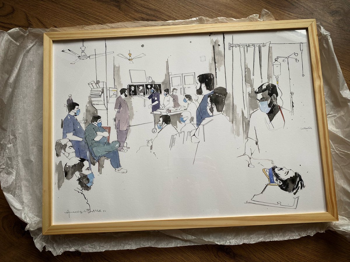 Framed today.

“Morning Meeting” by <a href="/george_butler/">George Butler</a> 
<a href="/emergency_ong/">EMERGENCY</a> 

#georgebutler #emergency #afghanistan #drawings