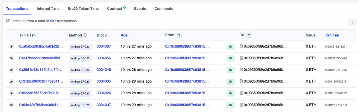PopPunkOnChain's tweet photo. 3 months ago I quit my full time job as a lead protocol engineer to pursue my passion of gas optimization.

Today, our first public good, Gaslite Drop, has accomplished something that I never anticipated being possible (before the public launch even!).

Gaslite Drop just airdropped tokens to EVERY address that bridged funds to @BuildOnBase. 

Over the course of nearly 600 transactions, a team airdropped their token to 148,000 addresses.

That being said, the Gaslite Drop contract has been deployed at the following address:

0x09350f89e2d7b6e96ba730783c2d76137b045fef

to the following networks:

Ethereum Mainnet
Sepolia Testnet
Base
Optimism
Arbitrum
Polygon
... and many more to come over the next few days.

I would like to put a disclaimer here:

The Gaslite Drop smart contract makes some design decisions in favor of gas optimization. I would strongly encourage you to wait for the launch of our dapp, developed by @backseats_eth, which will be live soon, if you'd like to airdrop ethereum, ERC20, or ERC721.

The dapp handles a lot more input validation that isn't done at the contract level with gas optimization in mind.

If you are a team that would like to urgently airdrop prior to the dapp launch, feel free to DM me and I will work with you to ensure a smooth process.

Gaslite Drop is the first, and DEFINITELY not the last free, open source, public good that I will be developing. I already have more contracts in the pipeline that I can't wait for everyone to see and use.

Gas Bad.