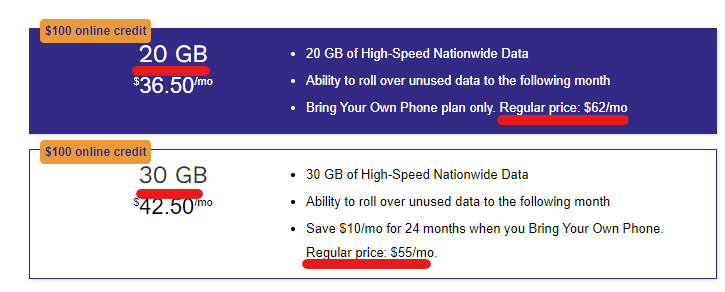 byteofreality's tweet photo. @Eastlink You may need to seriously review your pricing strategies. 20 GB Rollover is Reg 62/Month. 30 GB (Which is MORE than 20 GB) is Reg 55/Month. 

I am willing to pay less for less data, NOT more for less. We aren't buying groceries here! #inflation #overpriced https://t.co/nnV4wr8J5j