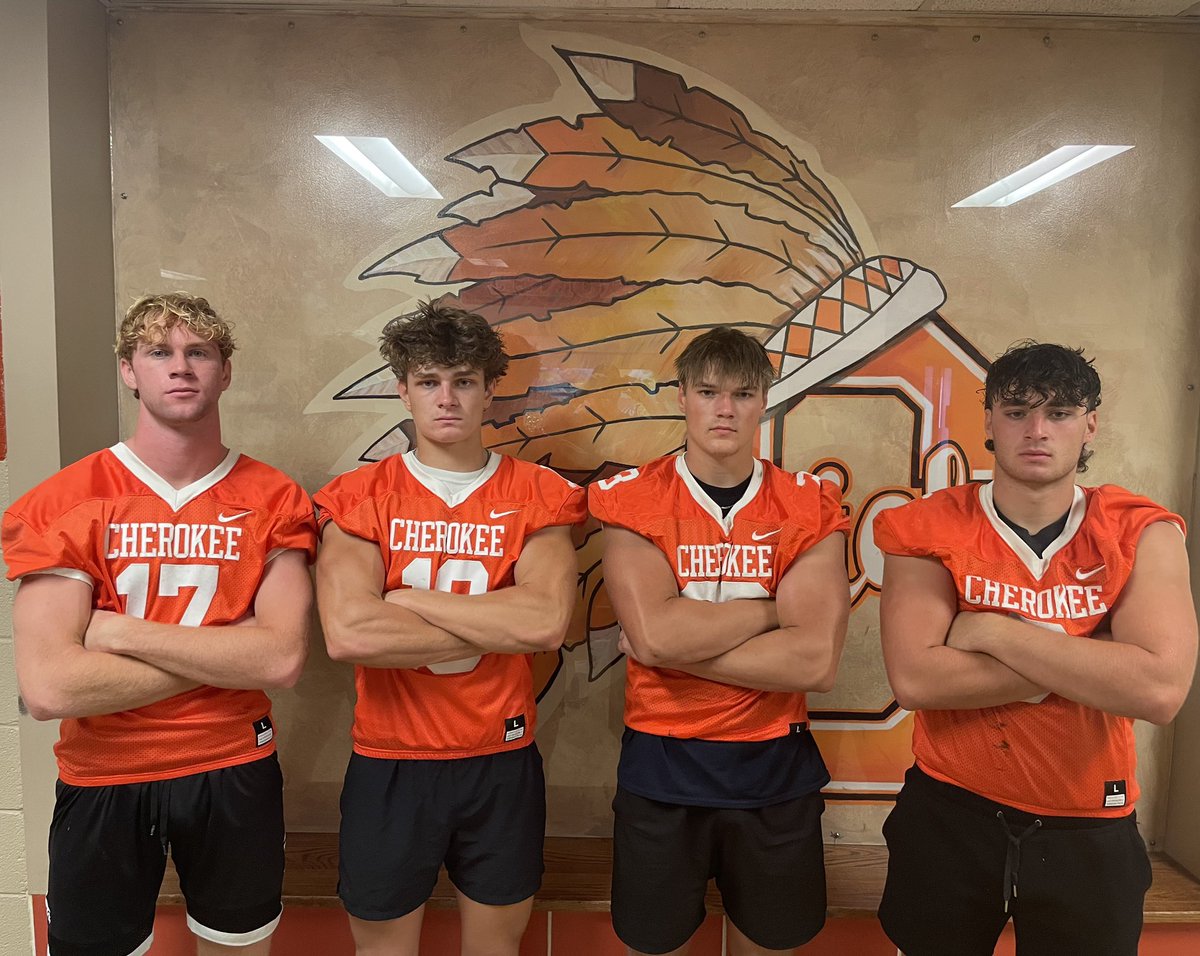 Football:  Our 2023 football captains L to R
Ryan Bender, Trent Osborn, Austin Lenart, Leo Bluestein.  Go Chiefs🏈