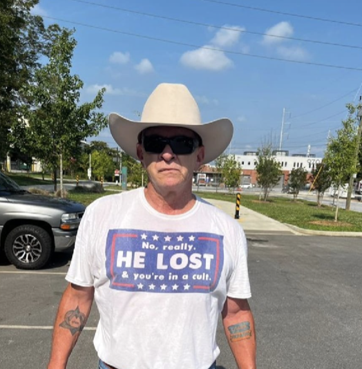 Meet Joel. Joel is a former Republican from Woodstock, Georgia. Joel showed up to the Fulton County jail this morning with one message: 'I want to see the sociopath who tried to steal my vote in 2020 go prison.' Be like Joel.