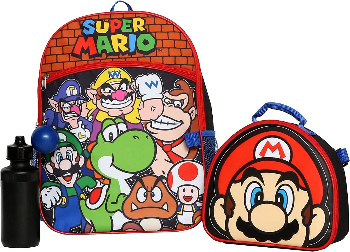 'Level up the fun with the Nintendo Super Mario Bros. Backpack Set for boys & girls! 🍄🎮  Get yours now and power up their school days with a touch of Mushroom Kingdom magic! #SuperMario #BackpackAdventures' #s2bdeals #snkitdeal 

 see more @ amzn.to/45JvorE