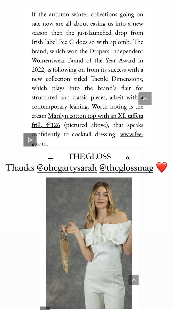 Thanks <a href="/ohegartysarah/">sarah o hegarty</a> for featuring the new fee G collection in <a href="/TheGlossMag/">TheGlossMag</a>