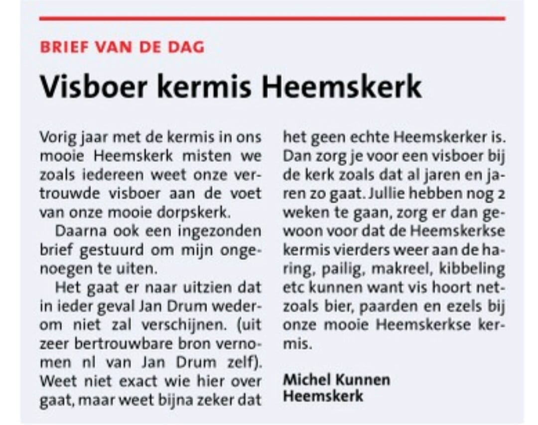 koenbugter's tweet photo. Wat leven we toch in een prachtig land als het een probleem is dat de visboer gemist wordt op de kermis. https://t.co/C3PzgO1iM5