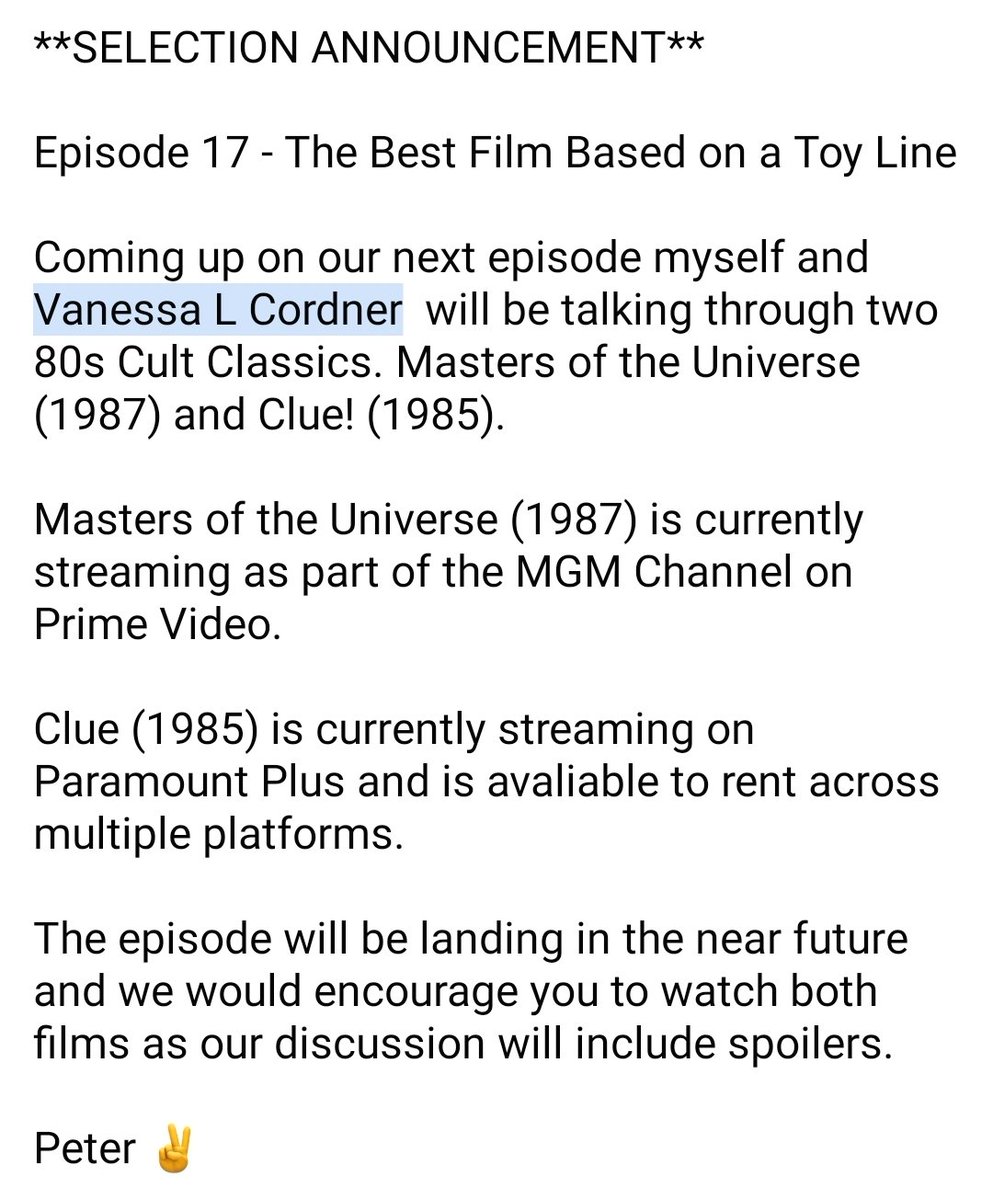 Coming Soon
Episode 17 - Best Film Based on a Toy Line
#movieduelpodcast #mastersoftheuniverse #clue #ihavethepower #ididntdoit