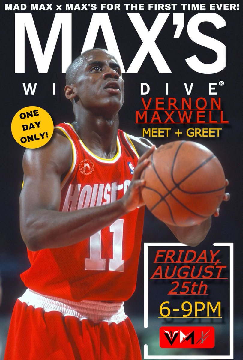 VernonMaxwell11's tweet photo. Tomorrow at Max’s Wine Dive come see your boy as we talk a little bit more about my nonprofit involved around mental health and my golf tournament September 20🔥 https://t.co/BmrDGslctD