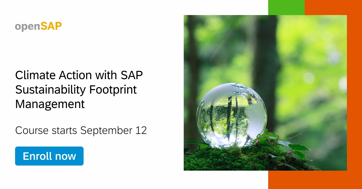 kinaroy's tweet photo. Check out this free online course to learn how #SAPSustainability Footprint Management helps businesses measure their carbon footprint to assist in their decarbonization objectives https://t.co/XPvkoDCyiu https://t.co/bv9Y0lJtsH