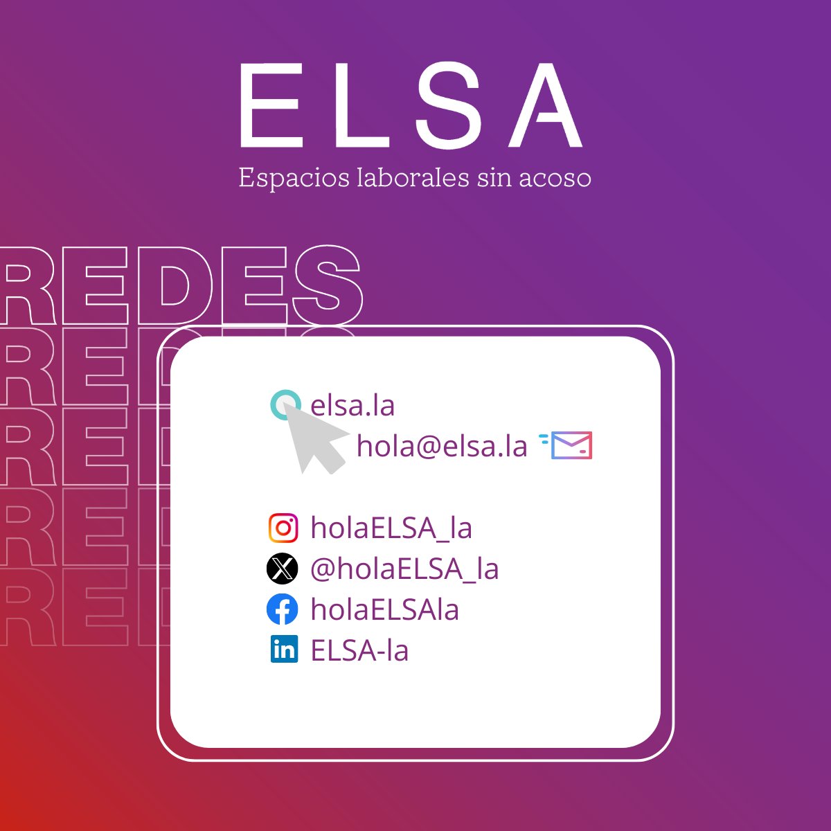 holaELSA_la's tweet photo. 🚨 ¡ELSA estrena web! 👉🏽 con toda la información que necesita tu organización para diseñar una estrategia de prevención contra el #acosoSexualLaboral basada en data. ¡Agenda una demo y construye con #ELSA espacios laborales sin acoso! 🙌🏼  🌐 https://t.co/5hZKlvLMg2 https://t.co/Ugbd1vikZY