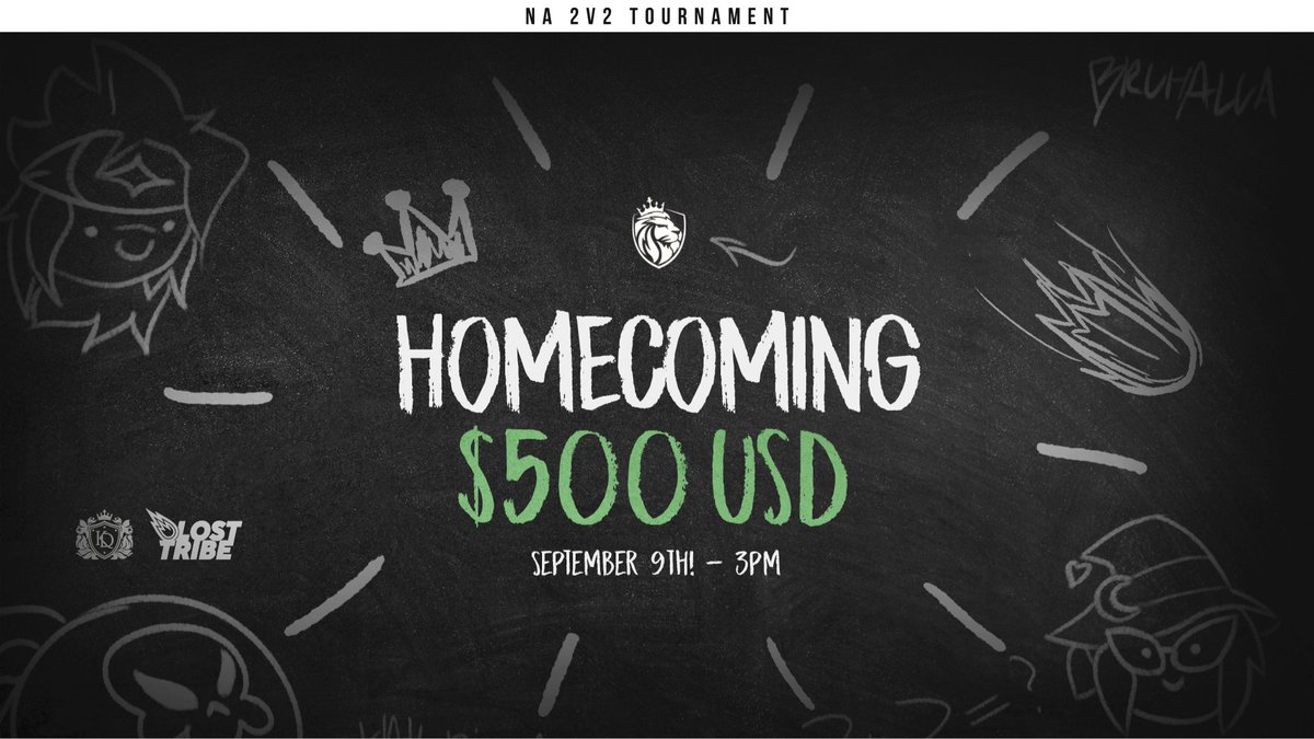 Don't forget to register for our next Tournament!
👑Lost Kingdom : Homecoming!

💰$500 Prize Pool! 
🌎 NA Servers
⚔️2v2 Tournament
🏅Top 8 Prizing!  
⏰ September 9th, 3PM EST  

Sign up Link! start.gg/LKH