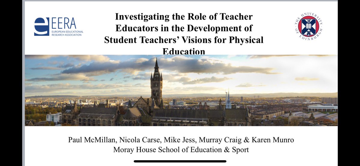 A great day at #ECER2023 today. Successful presentation with Nicola Carse about teacher educator visions @MorayHouse @UoE_PE Plenty interest and helpful questions from delegates in the session. 😀