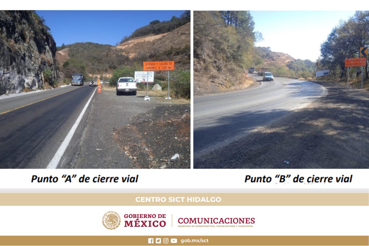 SICT_Hidalgo's tweet photo. La SICT exhorta los usuarios de esta carretera tomar precauciones, considerar rutas alternas para la carretera Pachuca-Tampico y respetar la señalización vial. 🚧📷
#MineralDelMonte #Huasca #Omitlan #Pachuca #Huejutla #SICTHidalgo
3/3 https://t.co/BX5dZ01zR0