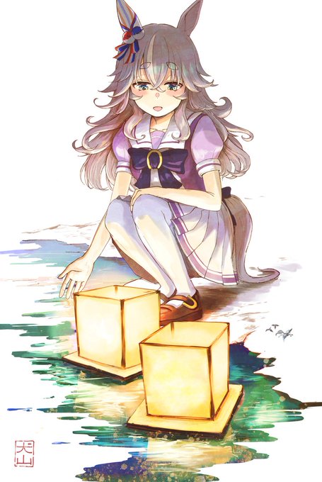ストーリー7話より灯籠流しとアキュートさん。 ちょっと表紙とか挿絵っぽくしたかった ※画像縦長につきタップ推奨 #ワンダーアキュート