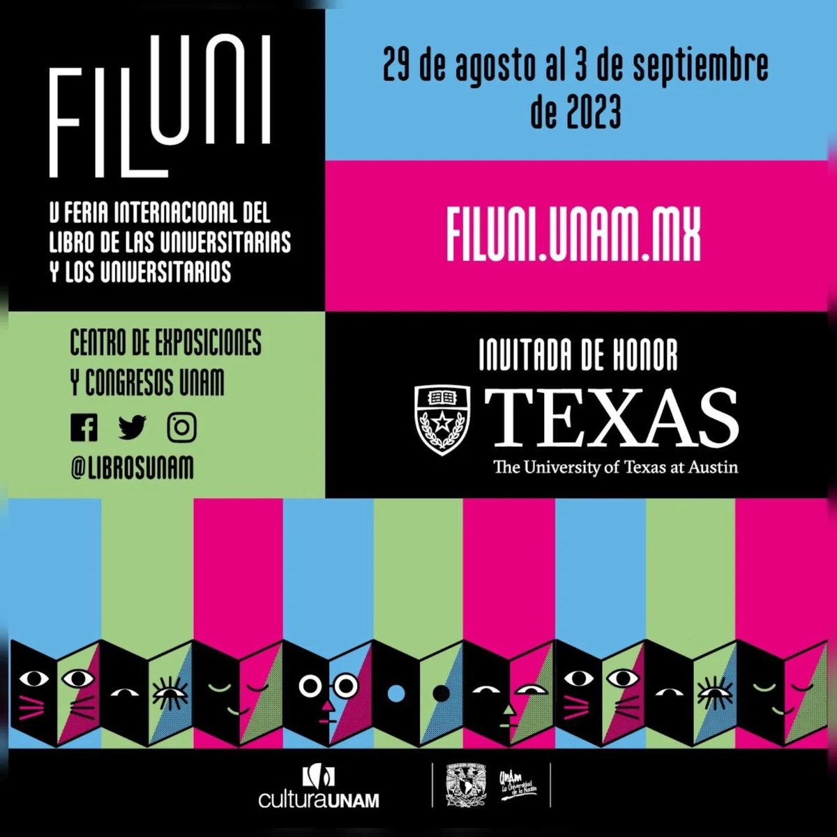 ✨📚No te pierdas la V Feria Internacional del Libro de las Universitarias y los Universitarios.✨📚 #FILUNI2023 📚

¡Explora la oferta editorial que <a href="/UTexasGlobal/">Texas Global</a> tiene para ti y muchas sorpresas más!

📆Del 29 de agosto hasta el 3 de septiembre. 
📲 filuni.unam.mx