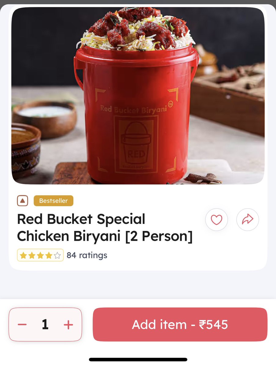 mohanbabunist's tweet photo. #zomato @zomato 
I never thought Zomato take such Margin in restaurant and delivery. 
Today we accidentally saw @redbucketbiryani restaurant, where what we ordered earlier was just 345/- where as Zomato charged me 545, means 200 additional
Shocking , not sure it’s fraud or what https://t.co/2tPh4vMGvl