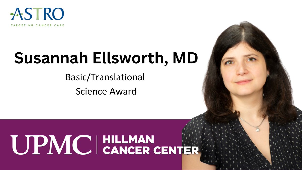 Dr. Susannah Ellsworth has been awarded a Basic/Translational Science Award from ASTRO for her work suggesting that hypofractionated radiation was associated with relative sparing of the immune repertoire compared with longer courses of radiation.