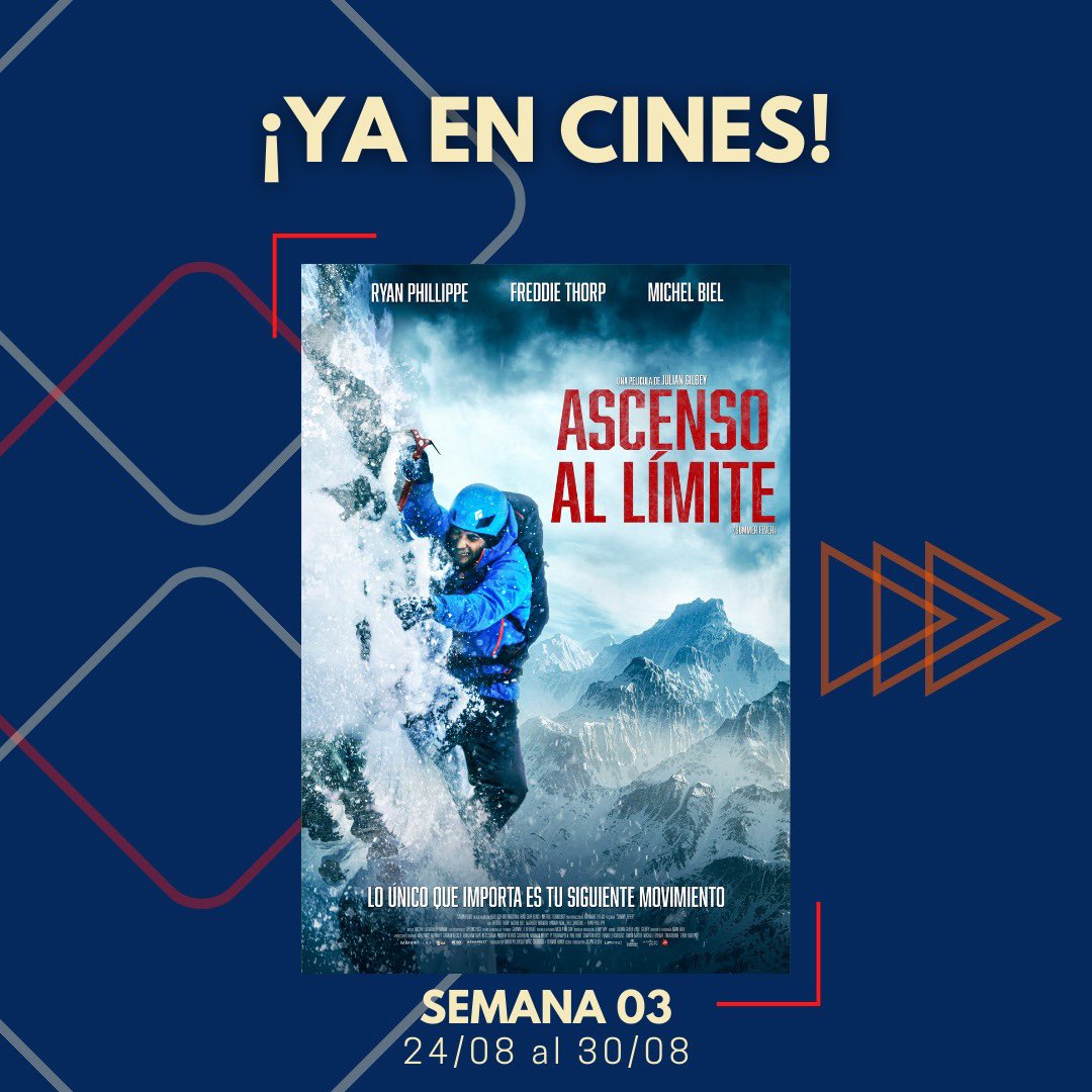 MundoDPelicula's tweet photo. ¿Estás listo para alcanzar nuevas alturas?👀
Ascenso Al Límite🧗🏔️ te llevará en un viaje vertiginoso lleno de adrenalina y desafios extremos en estas salas de cine🙌🎬
#AscensoAlLimite #SummitFever #Cine #Venezuela https://t.co/zGSxUck83m