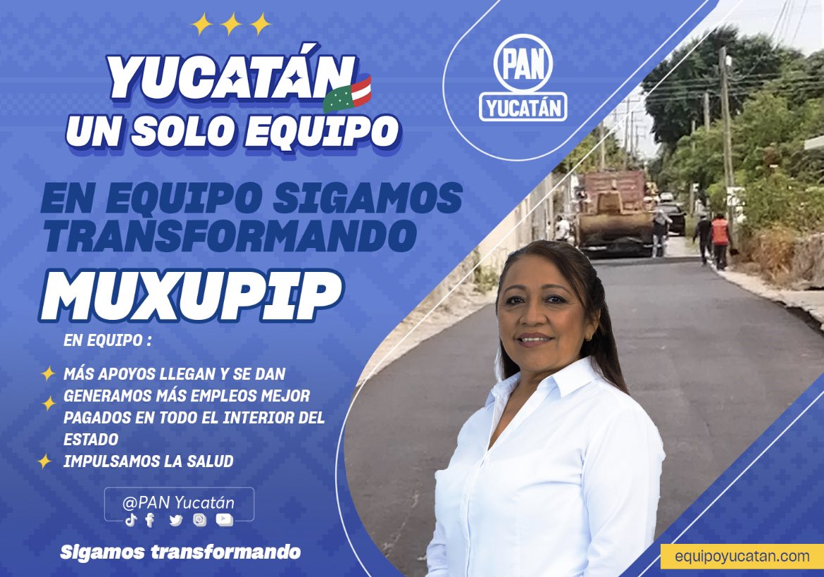 PanYucatan's tweet photo. En #Muxipip como en todo #Yucatán, estamos trabajando en equipo y transformando nuestro estado, haciéndolo más justo y productivo. 

Enviamos una felicitación a las y los ciudadanos de #Muxupip y a la alcaldesa María Chim por el trabajo en equipo que están haciendo. https://t.co/GNDQo2OQ2z
