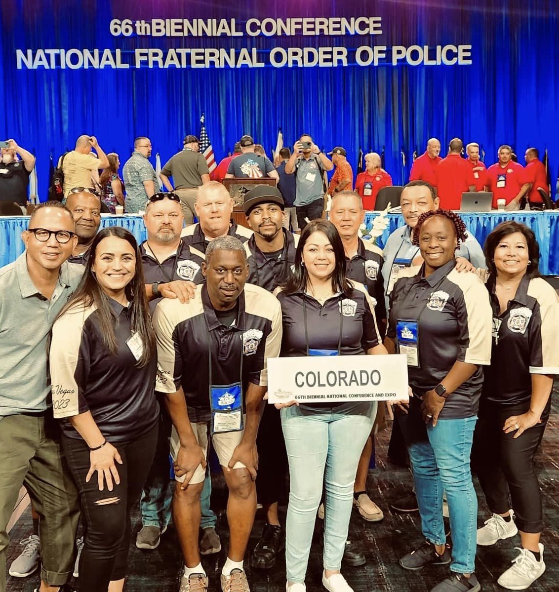 DenverFOP27's tweet photo. 2023 FOP National Conference was held in Las Vegas. Denver Sheriff Lodge 27 &amp; Colorado FOP delegation was there. A week of legislative sessions, training, and togetherness. https://t.co/wG8SZUL3jF