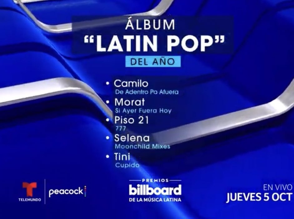 TINIData's tweet photo. "Cupido" de TINI fue nominado en la categoría "Álbum Latin Pop" en los Premios Latin Billboard 2023 https://t.co/Vsr0jYOCqu