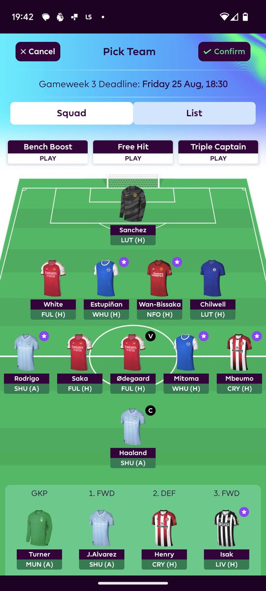 Pretty happy with how I'm shaping up for #GW3 #FPLCommunity