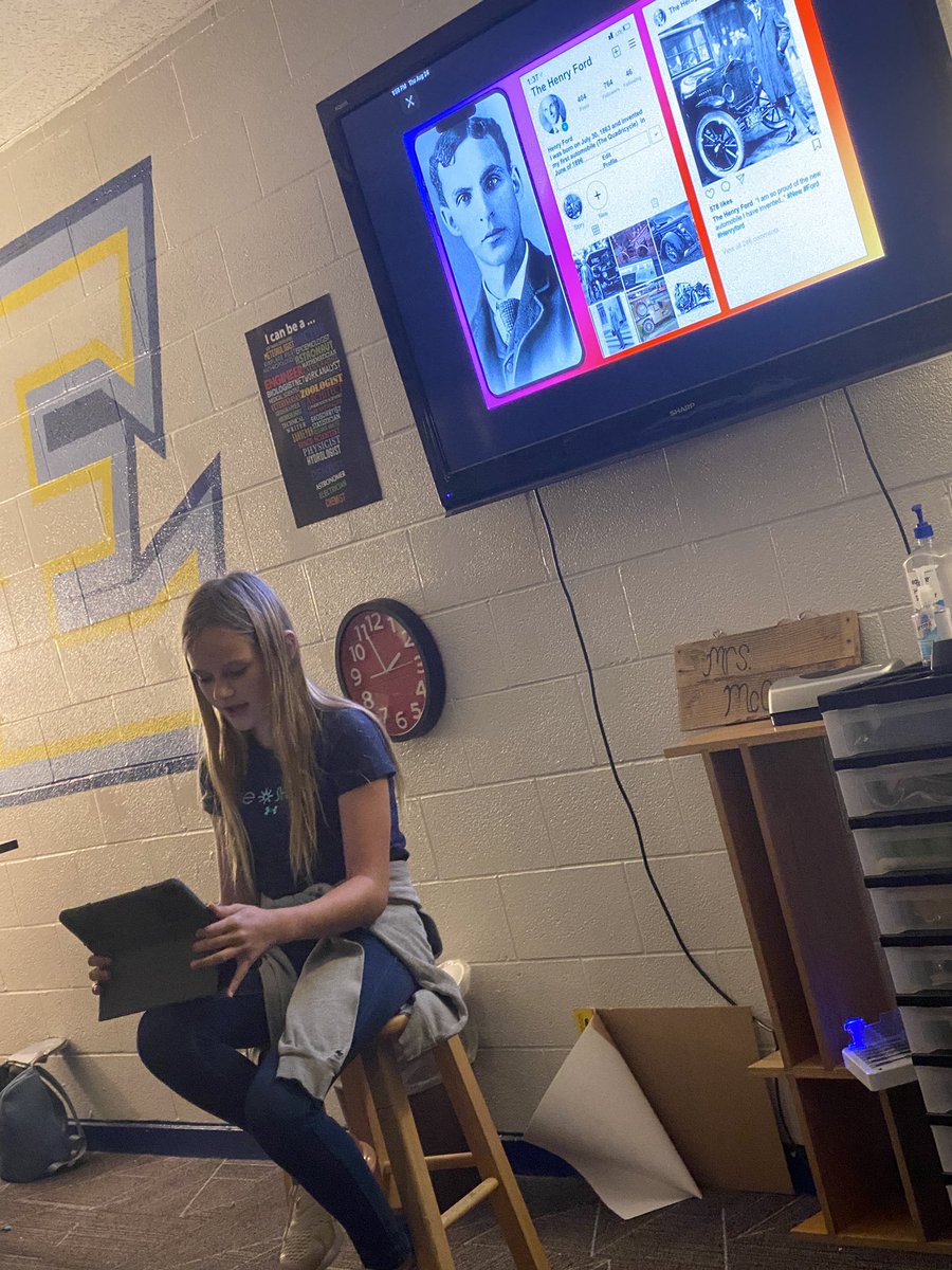 taram1970's tweet photo. Today’s “Insta-Slam” activity with the 6th graders in Exploring Business and Entrepreneurship! It was also the first chance to use “support stools” for our nervous friends! @MrOwens_Math @MeehanEDU @mrmatera 
#gamification
#EMC2Learning
#LevelUp #TheErwinWay #CKH https://t.co/DoyRjLR7OS