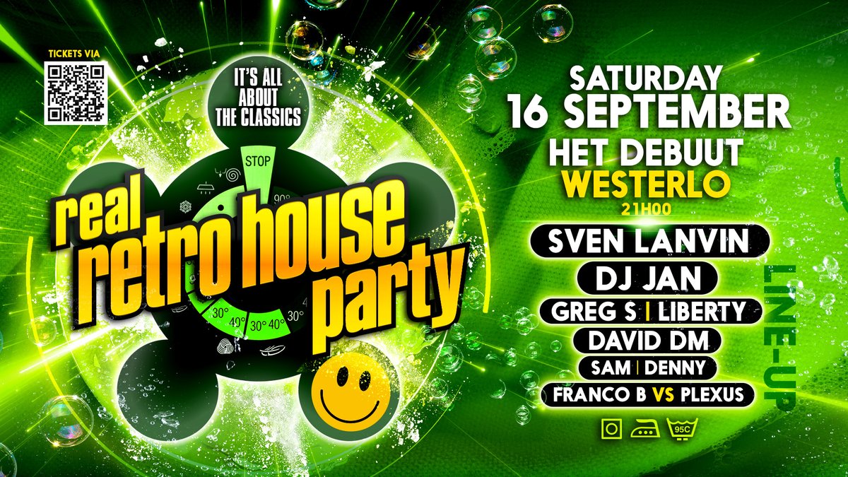 Real Retro House Party September 2023 - Westerlo 
Tickets: realretrohouse.eventsquare.store/espq5muopgyd
* DJ Jan * Sven Lanvin * Greg S * Liberty * David DM * Sam * Denny * Franco B vs Plexus