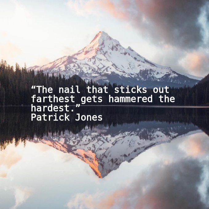 Qu0tes108's tweet photo. 📖“The nail that sticks out farthest gets hammered the hardest.”
🖋Patrick Jones
🏠#goodquotesdaily | #goodreads | #PatrickJones https://t.co/0XeSuKSN6H