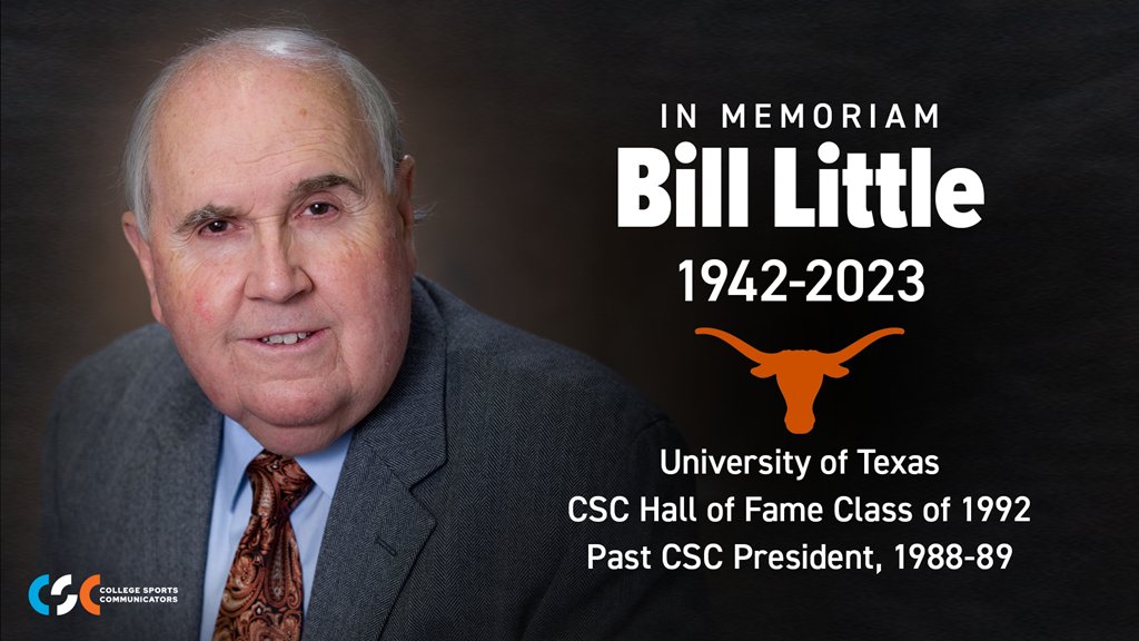 A @CollSportsComm in memoriam tribute to legendary college sports communicator Bill Little. Recollections from his colleagues, fellow CSC Hall of Famers & past presidents on the massive impact the retired @TexasLonghorns' administrator had for 50+ years: bit.ly/47PsV0L