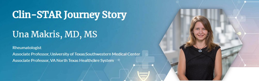 Clin-STAR Journey Story: “A VA-Based Clinician Scientist Inspires Medical and Surgical Specialties to Join the Aging Research Community” featuring @UnaMakris:  bit.ly/47Jfuj1 #gerirheum #AgingResearch @NIHAging