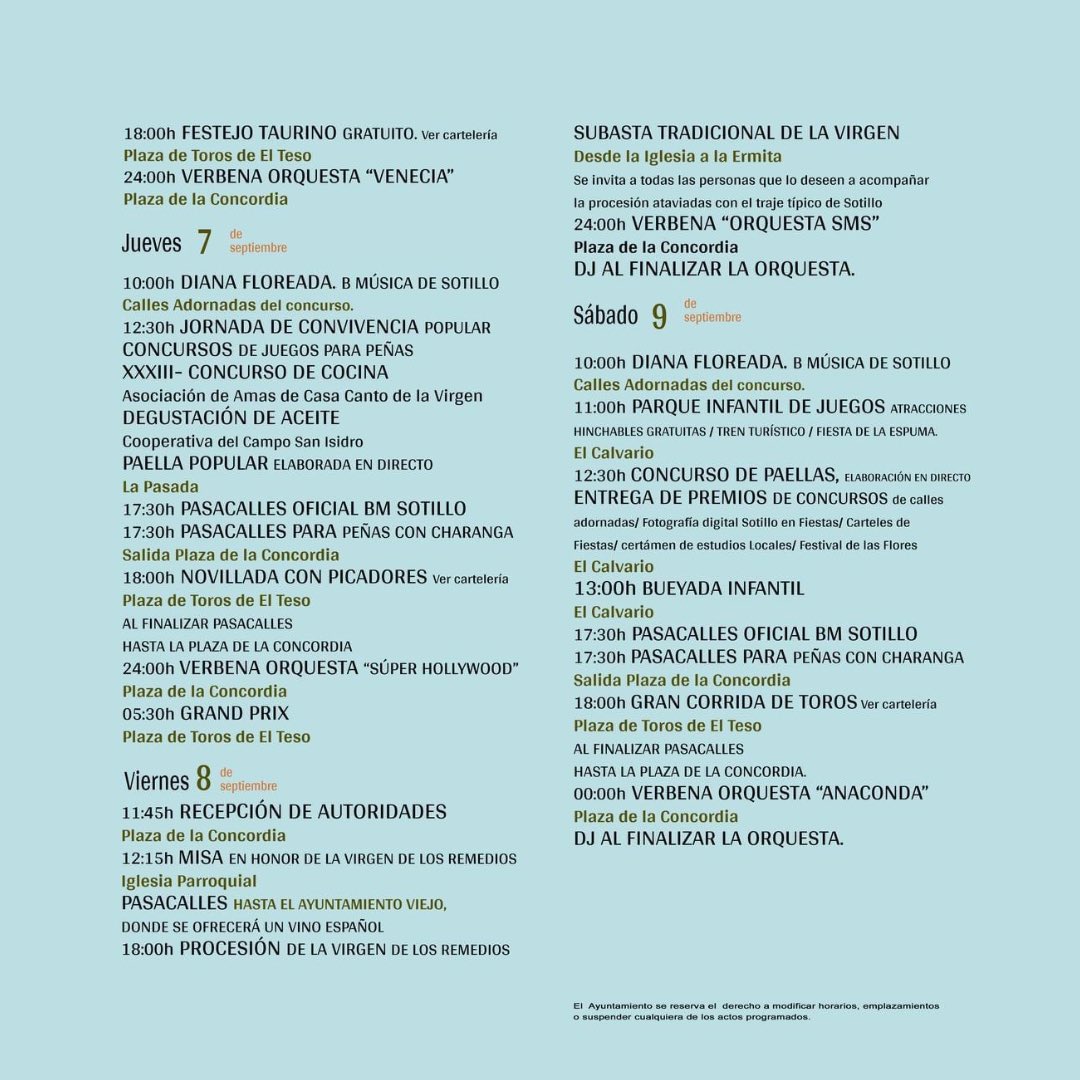 🎉🎶 PROGRAMACIÓN de FIESTAS PATRONALES 🎶🎉