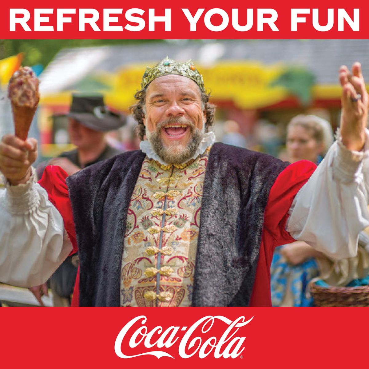 Enjoy a Coca-Cola this fall at @KRFaire! New England’s premiere, family entertainment event in Carver, MA is open weekends Sept. 2nd-Oct 22nd, including the 2 Monday Holidays. Use promo code MYCOKE-KRF23 for $5 OFF your ticket purchase at: hubs.la/Q020947y0.