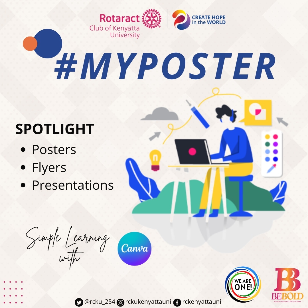 rcku_254's tweet photo. Do you want to brand yourself visually? 🎨
The PR Docket is inviting you for a campaign & seminar dubbed #myposter 🥳
Come let's learn to use how to make posters, flyers & presentations with Canva. ✨
Contact PR Director-0711451888 Towett @real_kip_
#myposter
#skills https://t.co/755S0wPqMi