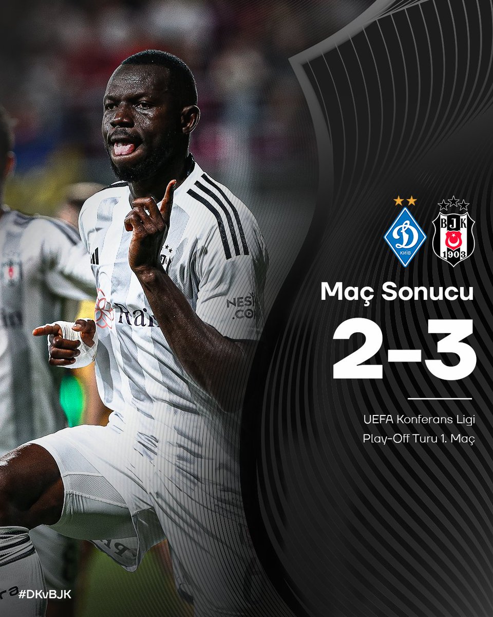 UEFA Konferans Ligi Play-Off Turu ilk maçını 3-2 kazanıyoruz. 💪😎 

#DKvBJK | #UECL