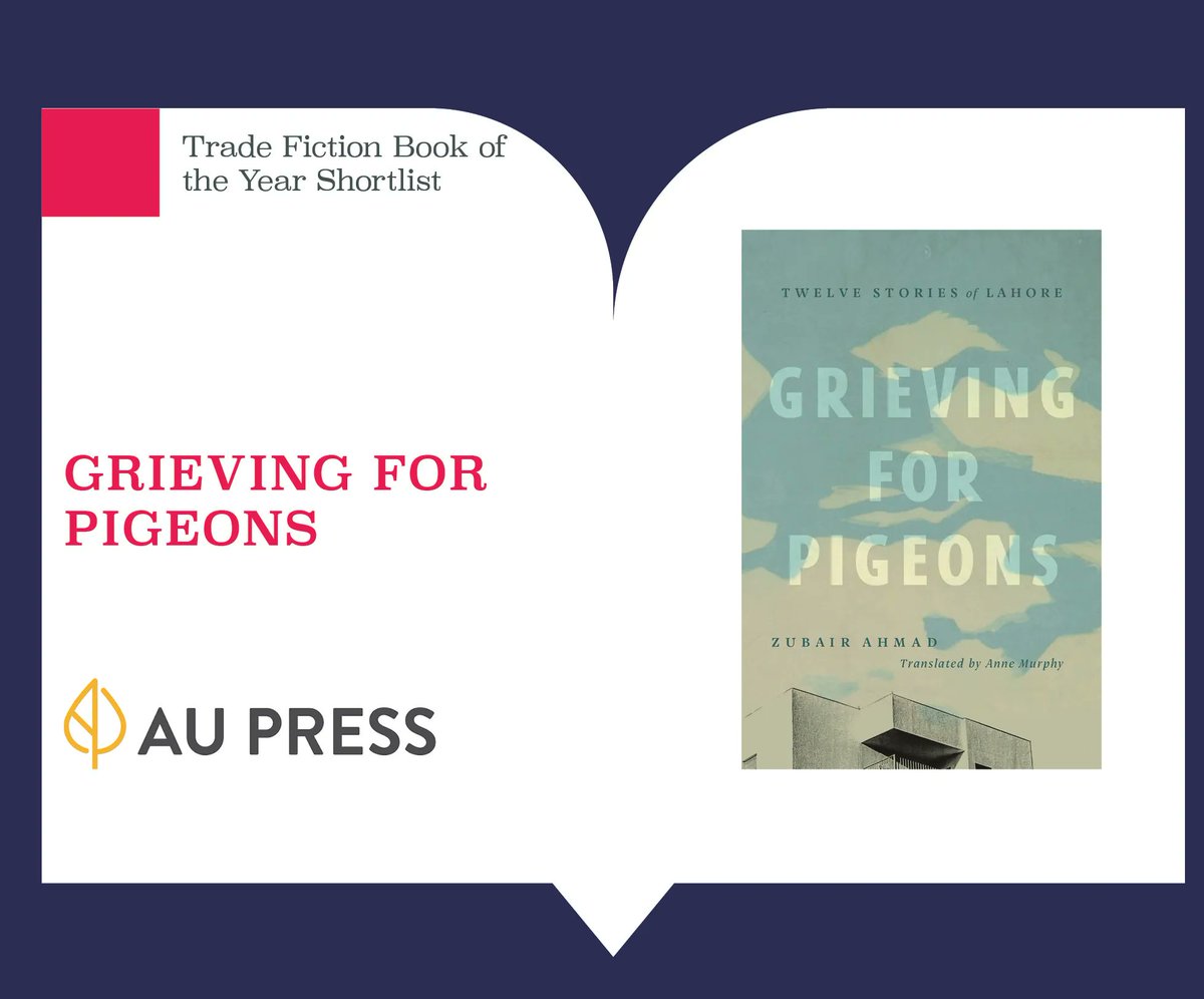 ABbookpub's tweet photo. A poignant and meditative collection of short stories, GRIEVING FOR PIGEONS by Zubair Ahmad, translated by Anne Murphy is next on the Trade Fiction shortlist. Find this @au_press title at indie bookstores and https://t.co/btP2rw5B9F! #ABbooks #ABPubShortlist https://t.co/z2g9uy82OL