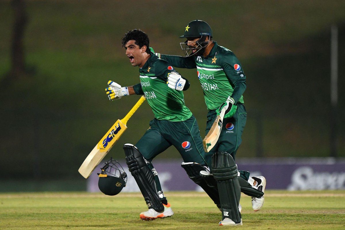 What a win. Wow!

<a href="/iNaseemShah/">Naseem Shah</a> got some nerves and clinical innings from <a href="/76Shadabkhan/">Shadab Khan</a> and @imamulhaq12. Super stuff ⚡