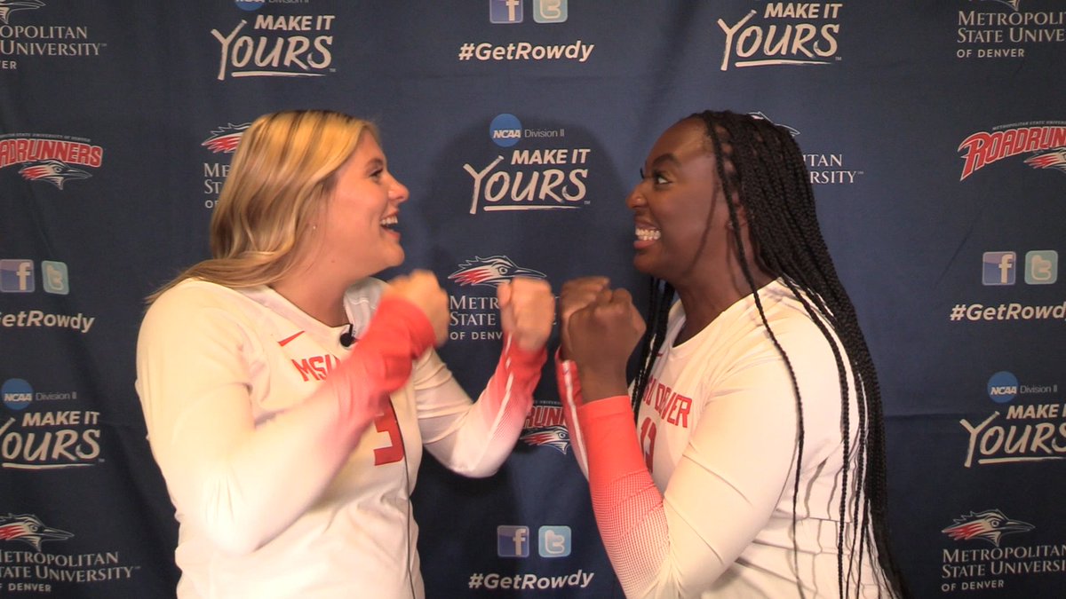 RoadrunnersTV's tweet photo. @MSUDenverVB Face-off!!!

@EmberCanty vs @_mmcclinton 

Stay tuned for the video in the coming weeks!

#GetRowdy🔴🔵 https://t.co/klVRI5ddoB