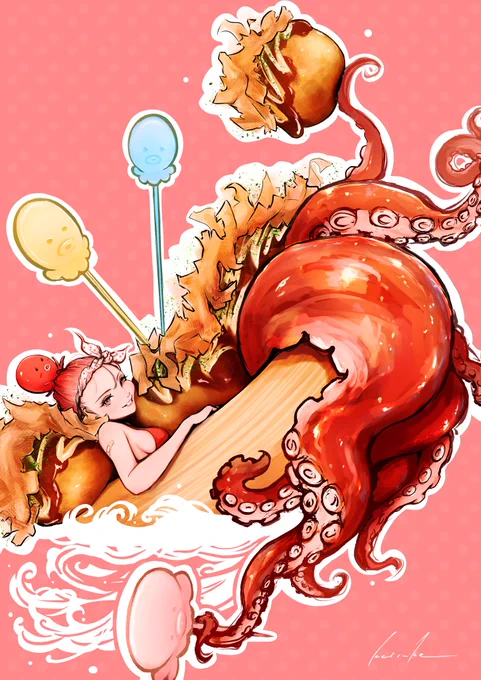 たこ焼きガール  #イラスト