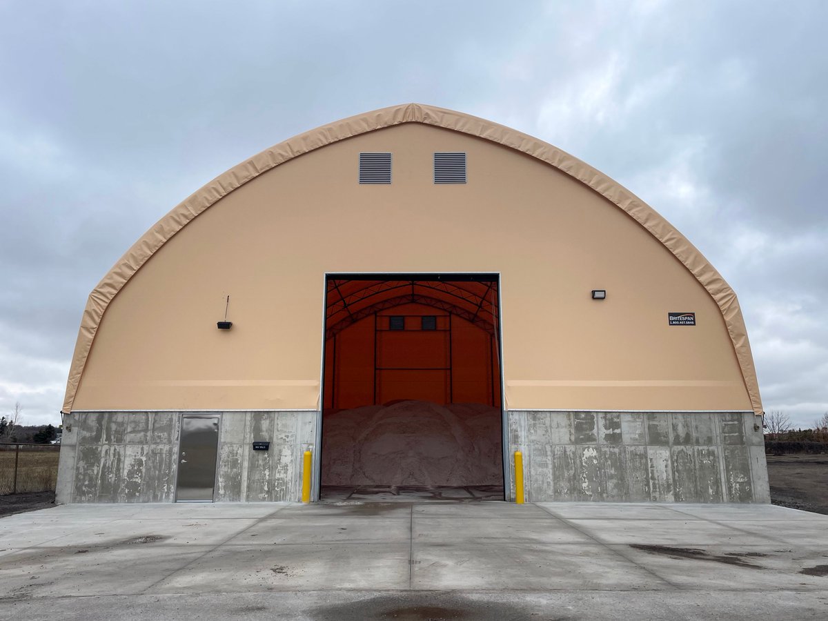 BRITESPAN's tweet photo. Be road ready this winter! ❄️

#Britespan's sand and #saltstorage #buildings come in a variety of styles and size options from 24-200' wide to any length so we can cater to your #municipal and #publicworks storage needs.

Explore our buildings today at: https://t.co/m012W7Qr6S https://t.co/92GN8zIFDD