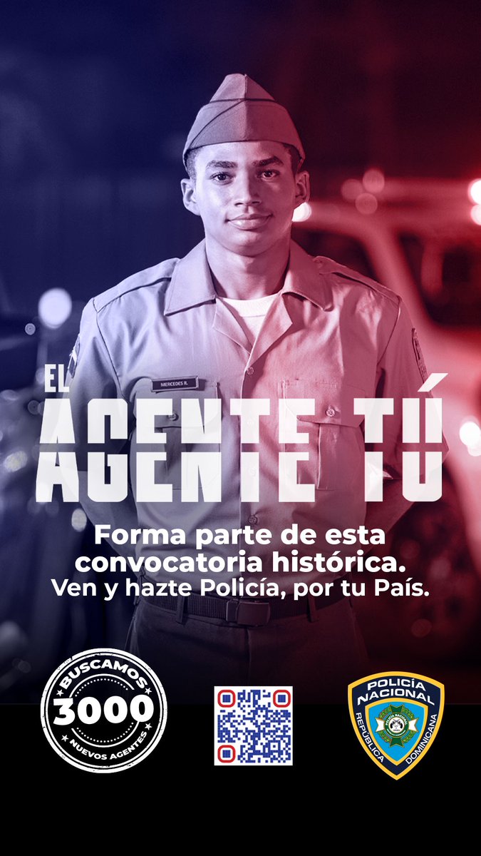 chuvasquez's tweet photo. La integración de la juventud es esencial para lograr la transformación de la @policiard es vital. Si tienes entre 18 a 24 años hoy te invito a ser parte del nuevo capítulo de esta historia. Ven y conviértete en el #AgenteTú. https://t.co/bbJebYd5NV