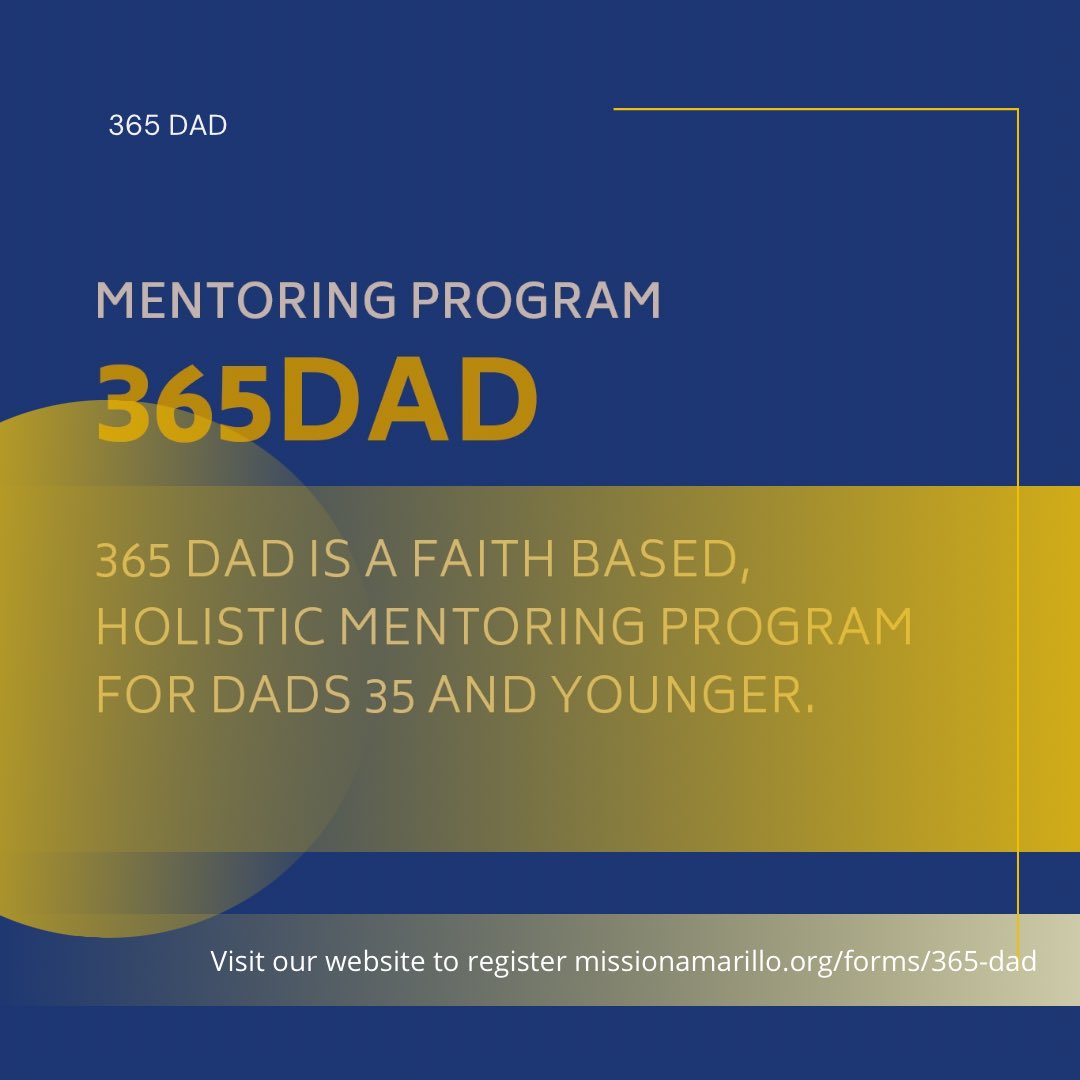 We only need two more dads to register to get started. The class will be in the evening, once a week for 12 weeks, for 2 hours a night. Follow the link below to register. Email jeff@missionamarillo.org with any questions. 

missionamarillo.org/forms/365-dad