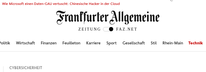 RehmTechnology's tweet image. "Wie #Microsoft einen Daten-Gau vertuscht", tituliert  die #FAZ und fällt ein vernichtendes Urteil zur Sicherheit der Miso-#Cloud: Backdoor der Chinesen auch bei Ihnen? Möglich ist es: faz.net/aktuell/techni…