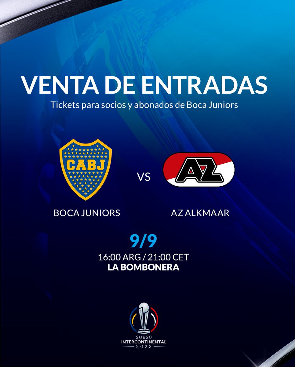 LibertadoresU20's tweet photo. 🎟️ ¡Conseguí tu entrada para ver la #Sub20Intercontinental en La Bombonera!

Más información 👉 https://t.co/AOdkoN9Ymf https://t.co/7tQikfAwNm
