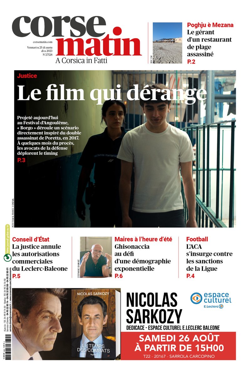 Corse_Matin's tweet photo. A la Une, ce vendredi https://t.co/LpMVMuhi7Q