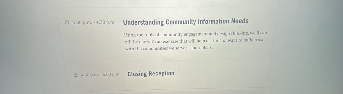 CFMLeigh's tweet photo. Final session before the closing orientation reception- Understanding Community Information Needs. Thanks to @newmarkjschool alum @MaxResnik for leading these fun exercises! #communityreporting #communityjournalism #listening #futureofjournalism https://t.co/l2UvT99cn1