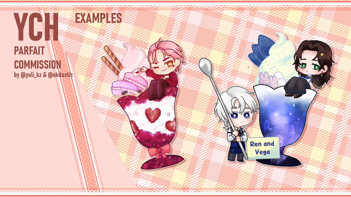 yuli_kz's tweet image. [RT💕]

Hello!! 
Super excited to announce a new commission opening: a YCH collab with @okitastic !

A YCH Parfait that is fully personalizable!!

Details: drive.google.com/file/d/1nMBKvc…

If interested please head towards my Ko-Fi: ko-fi.com/yulinatic/comm…

15 slots only! Thank you🙏